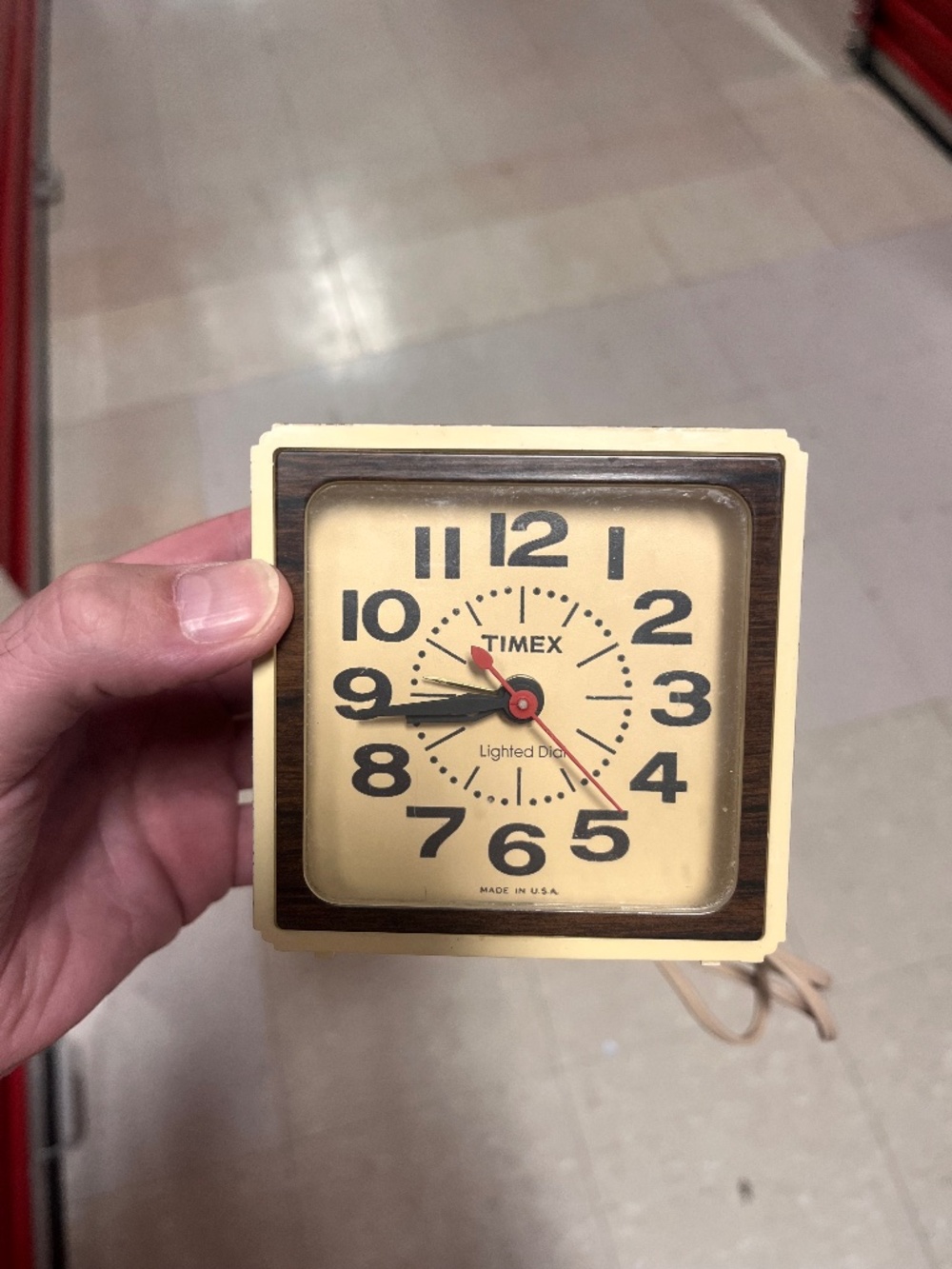Vintage 70s 80s Timex Alarm Clock Plug In Tan Brown Cottagecore WORKS